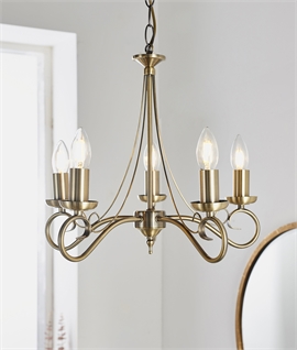 Scrolled 5 Arm Chandelier Pendant - Bar Lamp