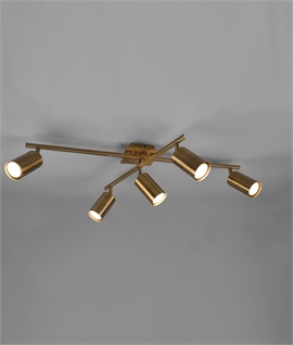 Brass Adjustable 5 Light Spot Bar 