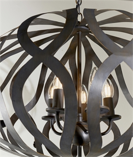 Modern Fretwork Cage Pendant in Bronze Finish