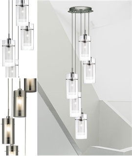 5 Light Cluster Pendant with Smoke or Clear Glass Shades