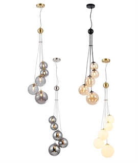 5 Flex Cluster Pendant with Globe Glass Shades - 3 Finishes 