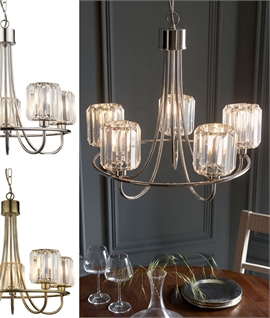5-Light Crystal Chandelier with Chain Suspension - Nickel or Antique Brass