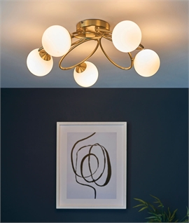Oval Circles and 5 Glass Globes Flush Mounted Light