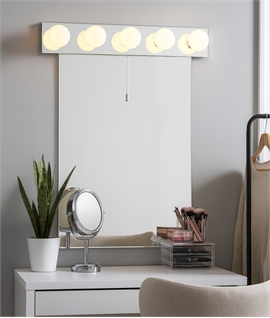 Mirror Wall Light with 5 Opal Globe Shades - IP44 Rated