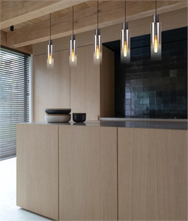 5 Flex Flush Mounted Linear Pendant in Black with Smoke Fade Glass