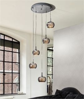 Long Drop LED Pendant - Smoked Glass Shades