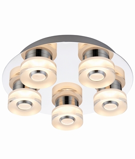 LED Colour Changing Bathroom Ceiling Light - 5 Lamp