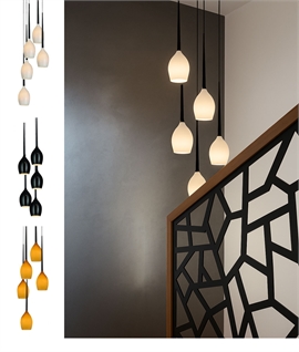 Five-Light Pendant for Staircases and Double-Height Spaces - Adjustable Drop