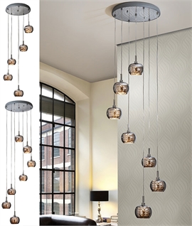 Long Drop LED Pendant - Smoked Glass Shades