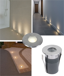 316L Stainless LED Marker Light for Recessing into Stone, Tile, Bathroom & Outdoor Use