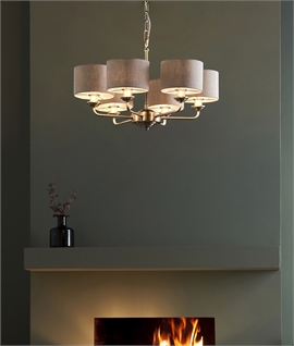 Brushed Chrome 6 Arm Modern Chandelier with Shades