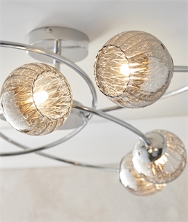 Contemporary Chrome 6 Lamp Semi-Flush Ceiling Light