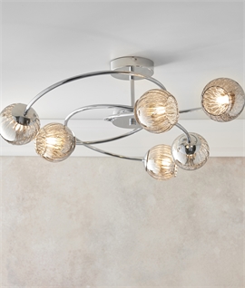 Contemporary Chrome 6 Lamp Semi-Flush Ceiling Light