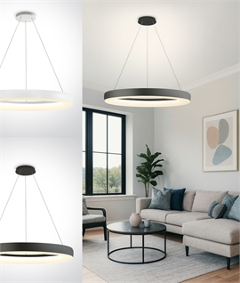 LED 40w Circular Pendant with 2m Drop - Black or White
