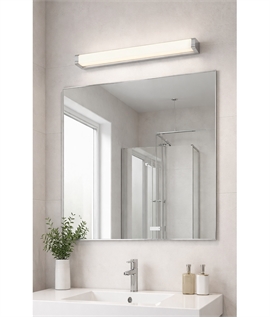 60cm Chrome 16W Linear LED bathroom wall light - ideal for installation above the bathroom, IP44.