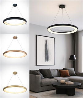 Wire-Suspended CCT Variable LED Ring Pendant 61cm - Angled Diffuser