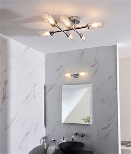 Elegant Fluted Glass Bathroom Ceiling Light - Low Projection