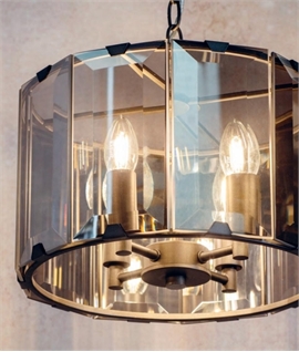 Suspended Glass Drum Pendant Light in Smoked Glass