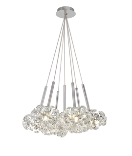 7 Light Cluster Pendant - Polished Chrome with Crystal Shades