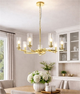 Hanging or Flush Mounted Clear Glass & Crystal Pendants - 7 Arm Hanging or Flush Mounted Clear Glass & Crystal Pendants - 7 Arm