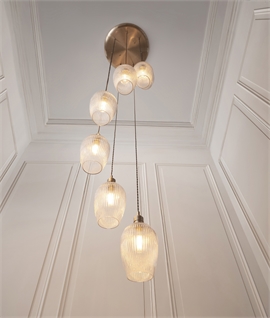 Cascading Long Drop 7 Light Fitting - Perfect for Stairwells Drop 2.3m