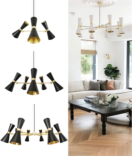 Hourglass Adjustable Shaded Chandelier - Black or White