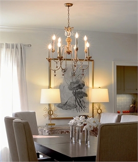 Elstead Mignon 8 Light Chandelier - Crystal Teardrop Droplets