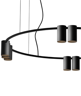 Black 800mm Large Ring Pendant Light with Ten GU10 Downlights