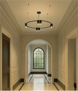 Black 800mm Large Ring Pendant Light with 10 GU10 Downlights