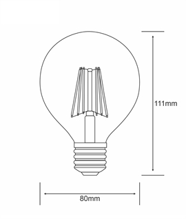 Clear 6.5w 80mm Globe E27 LED 6.5 Watt - Dimmable Lamp