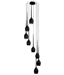 8 Light Long Drop Teardrop Glass Pendant