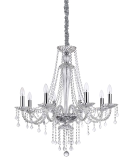 Crystal 8 Arm Chandelier with Multiple Crystal Droplets