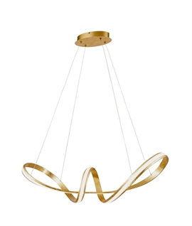 Gold Twisted Swirl LED Pendant - Oval Design 910?mm Wide, Integral LEDs