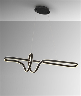 Black Interlocking Curved LED Suspended Pendant - 990mm