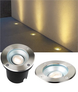 Inground Uplight with Adjustable GU10 Lamp - IP67 Stainless Steel 140mm