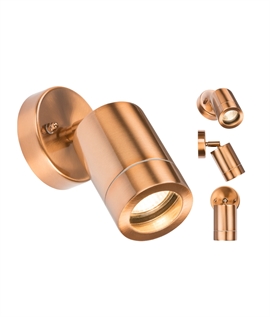 Copper Adjustable  Garden Spotlight - Mains GU10 Lamps