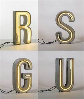 Neon Alphacrete Letters in Concrete by Seletti - IP44 Rated