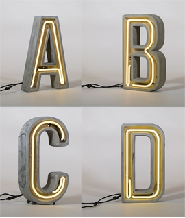 Neon A to M Letters in Concrete - IP44 Rated