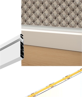 LED Skirting Board Profile - 80mm Aluminium with Opal Diffuser