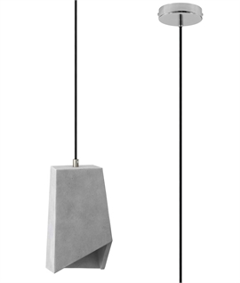 Concrete Light Pendant - Unique Italian Asymmetric Design Lighting - Light Grey
