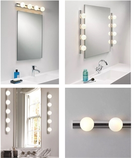 Bathroom Mirror Wall Lights - Opal Glass Globes