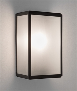 Contemporary Framed Outdoor Wall Lantern - Frosted Glass