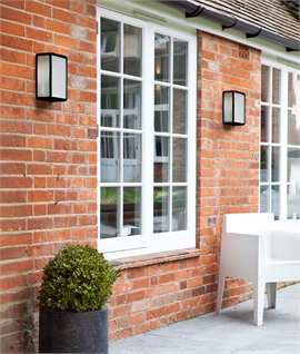 Contemporary Framed Outdoor Wall Lantern - Frosted Glass