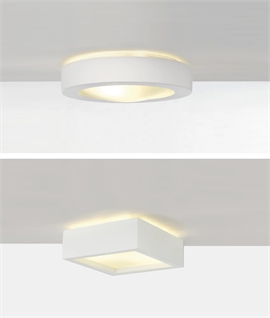 Plaster Lights for Wall or Ceiling Soft Illumination from a Stylish Flush Fitting - Round or Square