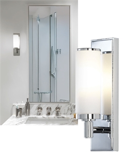 Art Deco Chrome Bathroom Wall Light with Opal Glass – IP44