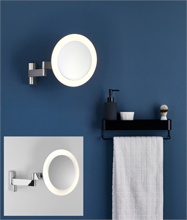 Edge-Lit Bathroom Wall Mounted Vanity Mirror - 5x Magnification 