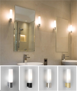 Modern Slim Tubular Glass Bathroom Wall Light - IP44 