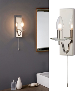 Simple Chrome & Crystal Bathroom Wall Light - IP44