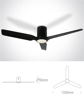 Contemporary Flush-Mount Ceiling Fan with Integrated Light and Remote Control - White or Black