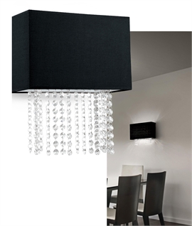 Black Shade Wall Light Featuring Crystal Drops 